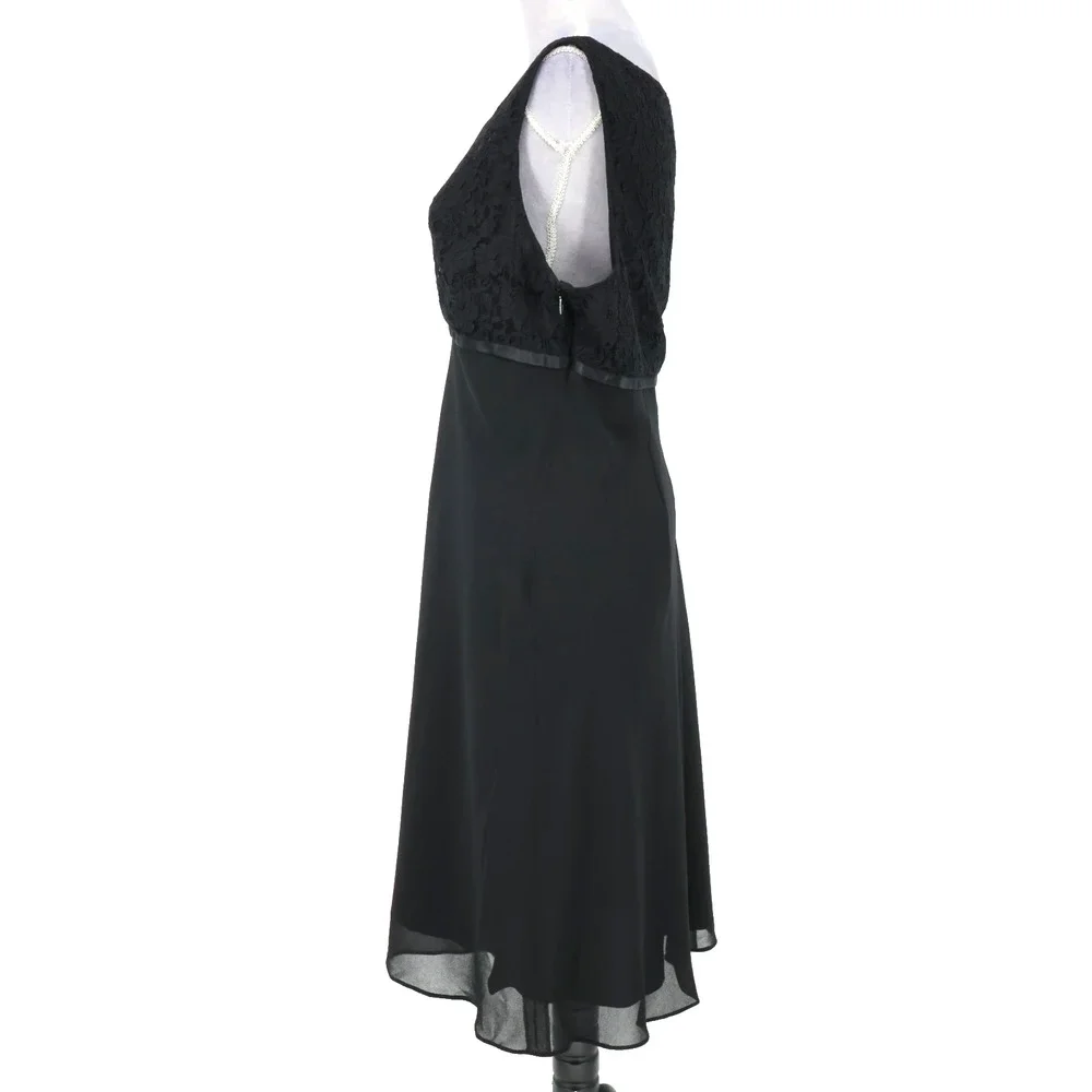 Jones Wear Dress Womens 16 Black Lace Bodice Chiffon Skirt Side Zip Lined Party - Picture 11 of 12